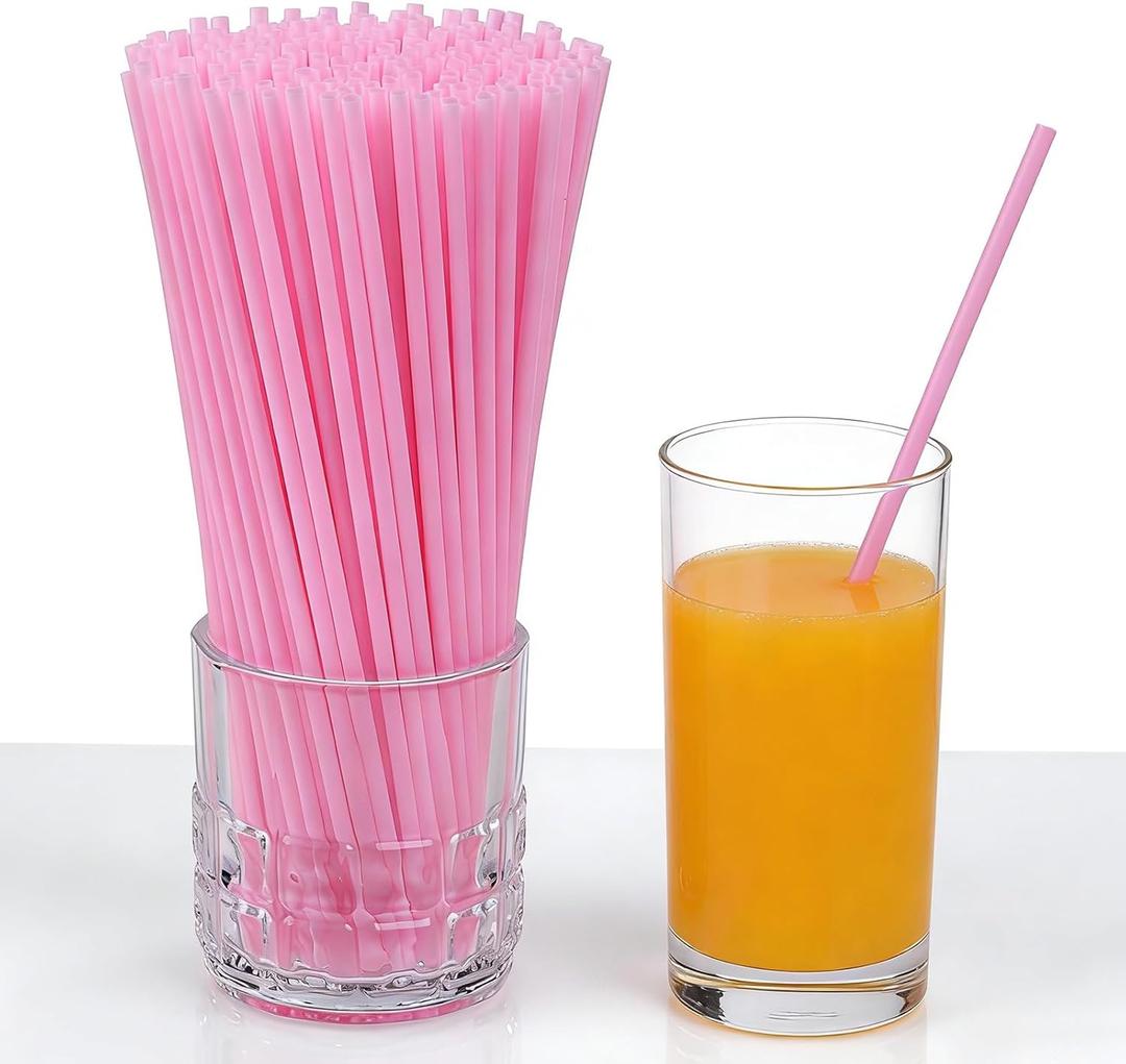 YAOSHENG [250 Count] 8.27 Inch Cocktail Stirrers Pink Straws Coffee Plastic Sip Stir Swizzle Sticks for Coffee,Cocktail,Party, Bar, Kitchen, Cafe