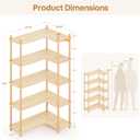 L-Shaped Open Corner Bookshelf - 5-Tier Freestanding Bookcase, Oak