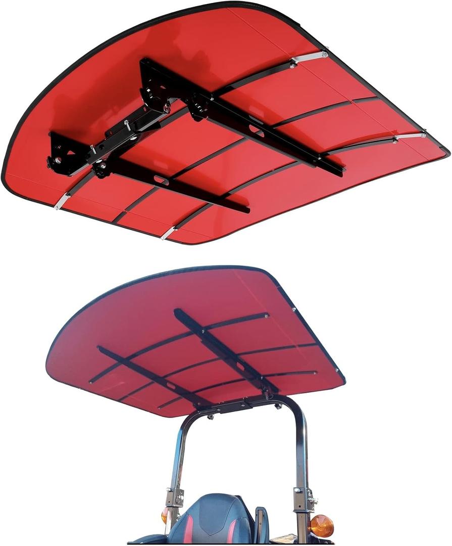ECOTRIC Tractor Canopy for ROPS 48-3/8" X 48-3/8" - Red Rops Canopy for Tractor and Mowers Umbrella (Will Add About 4'' to The Height of The Tractor)