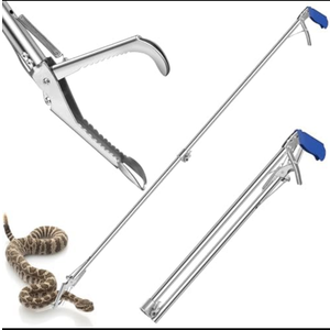 60" Stainless Steel Snake Tong - Foldable Snake Grabber Tool, Sponge Wrapped Non-Slip Grip Handle, 35mm Heavy Duty Tube, Aluminum Snake Jaws & Folded Lock, Snake Catcher for Safe Rattlesnake Catching SET of 10