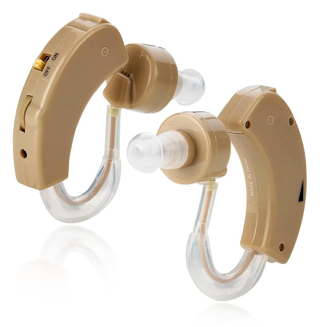 MEDca BTE Hearing Aids for Seniors - Behind the Ear Sound Amplifier Super Mini Size Sound Enhancer For Better Hearing (Pair) (Beige)
