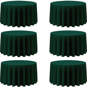 BRILLMAX 6 Pack Hunter Green Round Tablecloths 120 Inch for 60 Tables - 150 GSM Polyester Fabric, Floor Length Drop, Water, Stain & Wrinkle Resistant Cloth Cover for Wedding Reception Banquet Dining