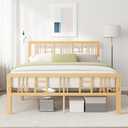 Viisari Bamboo Wood Queen Bed Frame with Headboard and Footboard, 14 Inch Platform Bed Frame Queen Size No Box Spring Needed with Steel Slats, Solid Foundation, Easy Assembly, Ample Under-Bed Storage