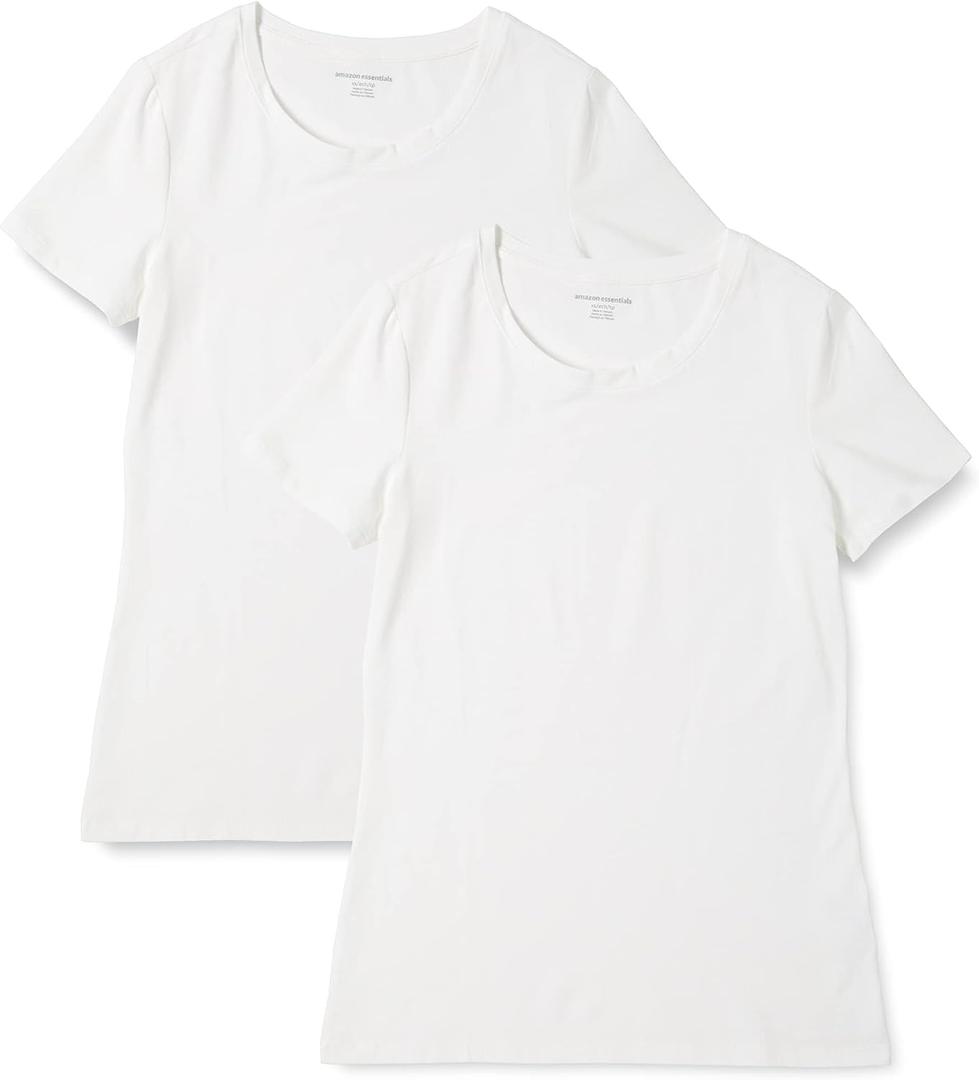 Amazon Essentials Women's Regular-Fit Short-Sleeve T-Shirt (Crewneck and V-Neck Options), Multipacks (White, S)