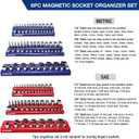 WORKPRO Magnetic Socket Organizer Set, 6-Piece Socket Holder Set Includes 1/4", 3/8", 1/2" Drive Metric SAE Socket Trays, Holds 143 Pieces Sockets, Christmas Gift for Men(Socket not Included)