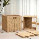 10.5x10.5'' Cube Storage Baskets, Set of 2 Natural Paper Rope Multipurpose Collapsible Organizers, Woven Laundry Totes for Laundry, Storage Cubes,Wicker Baskets Laundry Organizer Totes for Home