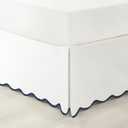 Lush Decor Coastal Chic Scallop Edge Linen Textured Bed Skirt Navy/White Single Queen - Soft Elegant Luxury Easy Fit Elastic Band Tailored Bedskirt