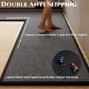 L Shape Kitchen Mat, Anti-slip Corner Kitchen Mats for Floor, 1 Piece L Shape Rug, Absorbent Runner in Front of Sink, Washable Floor Rugs for Home,Kitchen,Office(Black/Grey Right-L,6'7" x 4'7" )