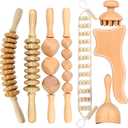 Wood Massage Therapy Tools, 8PCS Wooden Massage Roller, Muscle & Cellulite Massage, Full Body Pain Relief