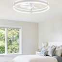 ZMISHIBO Ceiling Fans with Lights and Remote, 19.7'' Low Profile Ceiling Fan, 3000-6000K Dimmable Modern Flush Mount LED Fan Light, 6 Wind Speeds, White Fandelier Ceiling Fans for Bedroom