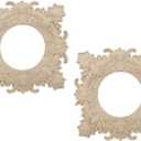 Crapyt Ceiling Medallion, 6.89" Millwork 3.26" ID Carved Rubber Wood Ceiling Medallion, Decorative Fans and Light Fixtures Chandeliers, 2Pcs