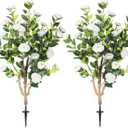 47 inch 2 Pack Artificial White Camellia Trees with Ground Spike