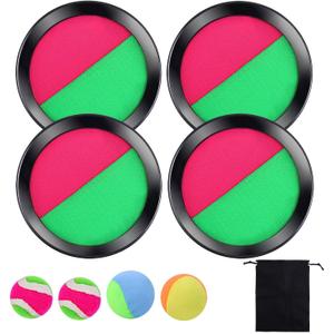 Cooraby Paddle Toss and Catch Ball Game 2 Set Toss and Catch Balls Game Suitable for Sports, Beach and Party Favor with Storage Bag, 4 Paddles and 4 Balls