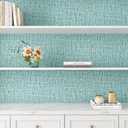 Decotalk Textured Wallpaper Peel and Stick Green Textured Wallpaper Removable Green Grasscloth Vinyl Stick and Peel 17.7"x200" Teal Grass Cloth Contact Paper for Bedroom Grasscloth Wall Paper