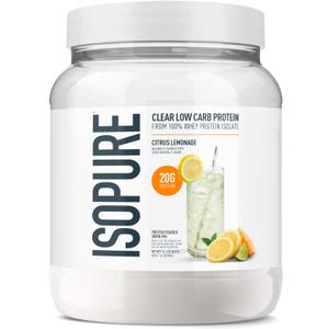 Isopure Clear Whey Isolate Protein Powder, Lactose Free, Gluten Free, Naturally Flavored, Citrus Lemonade, 20g Protein Per Serving, 14.1 Oz, 16 Servings (Packaging May Vary), Best By 2027.05.28