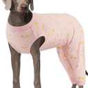 Kuoser Dog Recovery Suit, Anti Licking Dogs Rear Leg Sleeve, Abdominal Dog Surgical Suit with Dog Pants Cover Protect Wounds, Dogs Elbow Protector Pet Surgery Onesie Cone Alternative, PinkCake 3XL (3X-Large (Back Length: 59CM / 23.22"))