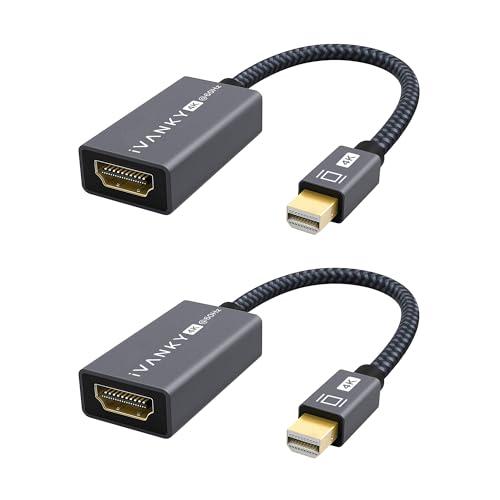 IVANKY 4K@60Hz Active Mini DisplayPort to HDMI Adapter 2Pack, Thunderbolt 1&2 to HDMI, Mini DP to HDMI Adapter for MacBook Air/Pro, Surface Pro/Dock/Book, Monitor, Projector-Grey