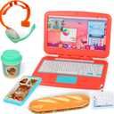 Pretend Play Home Office Set for Kids Ages 3-7, Includes Toy Kids Laptop,Cell Phone,Hamburg Harmonica,Headset & Toddlers Beverage Cup-Pretend Work Simulation Play