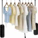 Pull Down Closet Rod, 23.62-32.67 Inch Width Adjustable Clothes Hanging Rail with Dual Pneumatic Buffers, Wardrobe Organizer Rod Space-Saving for Bedroom, Load 30lbs