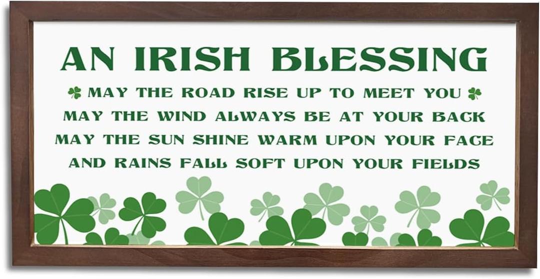 St. Patrick's Day Wood Decor, Irish Blessing Decors, Decorative Wooden Signs and Plaques, Farmhouse Artwork for Home Office Decor, Irish Blessing Gift, Housewarming Gift, 15×7.5×0.3 inches