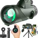 Monocular Telescope 80x100 High Powered Monoculars High Definition for Adults High Powered with Smartphone Adapter Telescope Hunting Wildlife Bird Watching Travel Camping Hiking Green