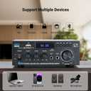 Stereo Receiver & Amplifier Home Audio Amp, AK45 Bluetooth Receiver for Home Stereo, 300Wx2, Bluetooth 5.0, 2 Channel, w/FM & Karaoke, w/USB/SD/RCA/MIC/FM in, w/Remote, for Garage Party Market