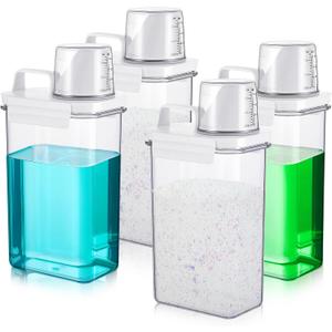 Tanlade 4 Pcs Laundry Detergent Dispenser, 78 oz Scent Booster Beads Dispenser with Lids, Suitable for Laundry Beads, Oatmeal, Pet Food, Clear