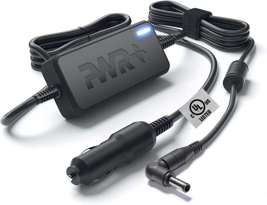 CAR Charger for Dell Inspiron 11 13 14 15 15R 17 17R 1000 2000 3000 4000 5000 6000 7000 Series Laptop Charger - UL Listed 90w 65w 45w Extra Long 10 Ft Cord Power Supply DC