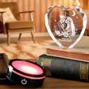 Valentine's Day Gifts for Her Him Wife with LED Colorful Base Romantic Anniversary Wedding Gifts for Her Birthday Gift Crystal Keepsakes Presents(Skeleton)