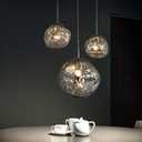 Sedelan Pendant Light, Modern Pendant Lights Kitchen Island, Cluster 3 Light Pendant Lighting,Dining Room Light Fixtures, Globe Blown Pendant Lighting for Living Room Bedroom Bar Entryway, Chrome