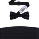 S.H. Churchill & Co. Men's Formal Satin Bowtie and Cummerbund Set (Black)