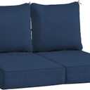 Sundale Outdoor Olefin Deep Seat Cushion Set of 2, Patio Chair Cushion and Pillow, Water-Resistant Sectional Sofa Pad with Straps Dark Blue, 24 x 24 x 6 Inches