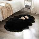 MIULEE Luxury Super Soft Fluffy Area Rug Faux Fur Sheepskin Rug Decorative Plush Shaggy Carpet for Bedside Sofa Floor Nursery Halloween 3 x 5 Feet, Black