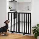 Dog Gate Indoor, Freestanding Dog Fence for The House, Doorways, Hallways,or Stairs,Pet Gate Foldable Wooden,Expandable 32" Height 2 Panels,Black, 2 Panels 40‘’W x 32''H