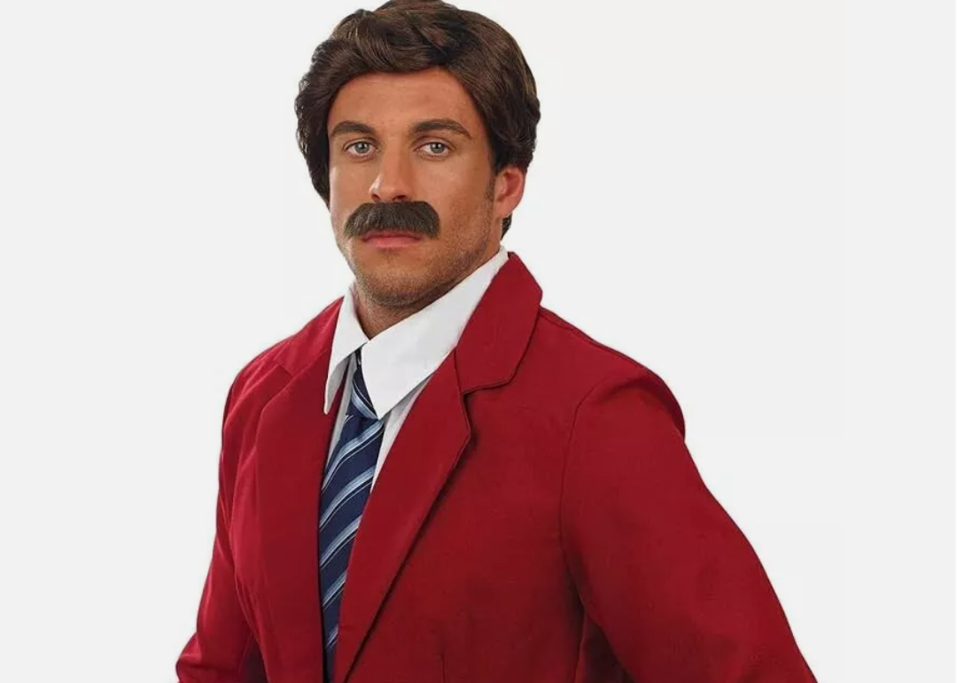 Men`s Ron Burgundy Wig for Adult Anchorman Movie Newsreader Costume