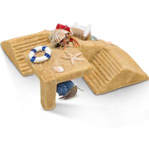 Gerrii Hermit Crab Hideout Cave Natural Resin Hermit Tank Accessory Climbing Toy and Hideaway Tunnel Hideout Durable Crab Natural Habitat Reptile Lizard Bearded Dragon Gecko Tank Decor