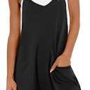 Caracilia Romper for Women Summer Casual Sleeveless Loose Overall Spaghetti Strap Shorts Jumpsuit 2025 Beach Vacation Outfits (S), Black