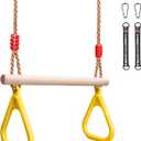 YOHOOLYO Trapeze Bar Swing Set Hanging Bar Rings for Kids 18" Wooden Swing Bar Heavy Duty Carabiner for Kids Backyard Outdoor Play
