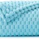 BEDELITE Fleece Blanket Twin Size for Bed Couch, 3D Jacquard Decorative Light Blue Throw Blanket, Soft and Cozy Warm Plush Fuzzy Blanket All Seasons Suitable, 60x80Inches