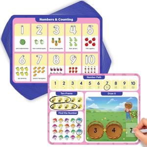 Aizweb 12 Pack Dry Erase Handwriting Practice for Kids,9 x 12 Number Tracing Board: Learn to Count,Number Tracing&Simple Addition,Montessori Math Games Preschool Learning Activity for Pre K Ages 3-5
