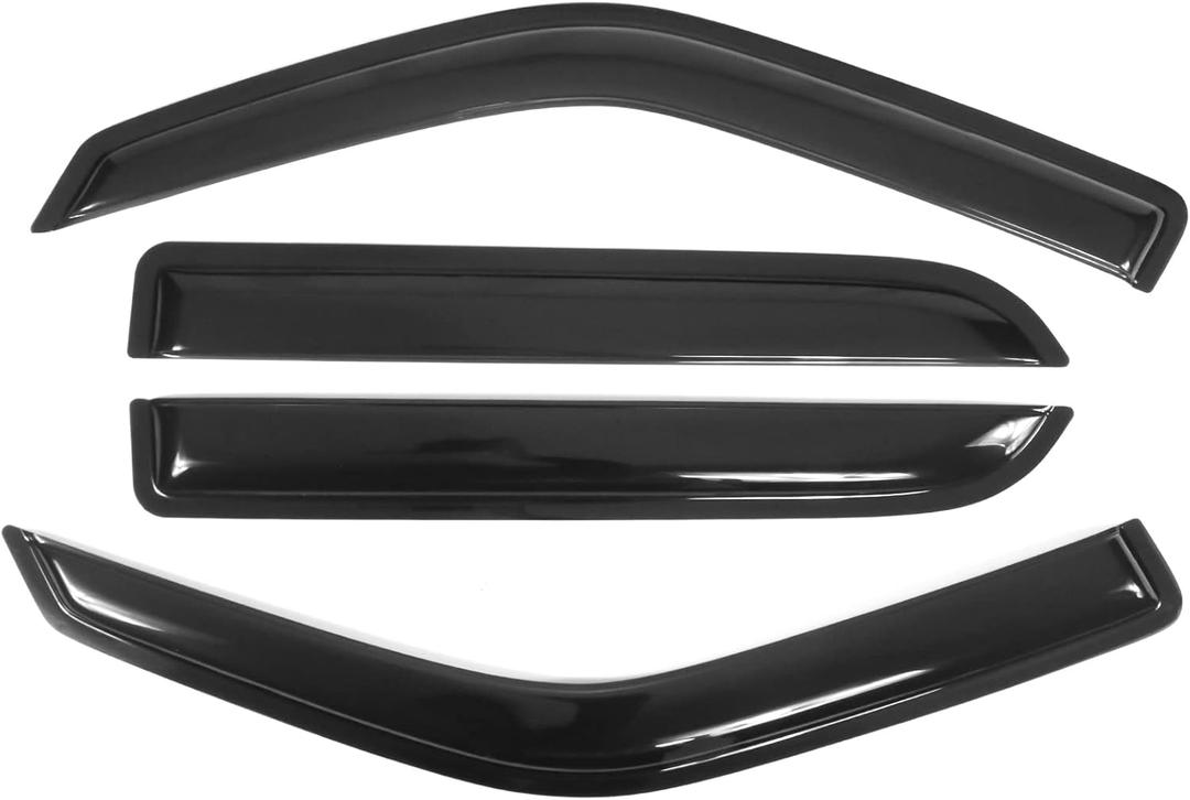 IKON MOTORSPORTS, Window Visor Compatible with 01-03 Ford F-150 Crew Cab, 02-03 Lincoln Blackwood, Acrylic Smoke Tinted & Semi-Transparent Sun Rain Shade Guard Wind Vent Air Deflector