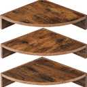 Corner Shelves 3-Pack for Bathroom & Kitchen, Space-Saving Floating Corner Wall Shelf with Easy Installation- Brown (Set of 3)