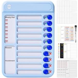 Chore Chart for Kids, Magnetic Chore Board ADHD Tools for Kids, Chore Chart for Kids Multiple Kids, Routine Chart Dry Erase Board for Kids for Habit Tracker or Daily and Weekly Checklist - Blue