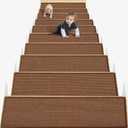 Non Slip Carpet Stair Treads for Wooden Steps - Machine Washable, Reusable Adhesive - 15 Pack 8"x30" Brown - Anti-Slip for Dogs, Kids & Elders