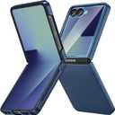 Ruky for Galaxy Z Flip 7 Case, Hard PC Ultra Slim Anti-Scratches Shockproof Wireless Charging, Built-in Back Screen Protector, HD Clearly Shockproof Phone Cover for Samsung Galaxy Z Flip 7, Dark Blue