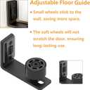 Sliding Barn Door Floor Guide Doors Bottom Wall Mount Adjustable Roller Double Wheel No Punching Required System 2 Pack Black, Smoothly and Quietly