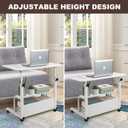 Adjustable Height Mobile Computer Desk for Small Space Rolling Writing with Wheels Corner Home Office Study Portable Bedrooms Work Desk Standing Table Sizes 31.5X15.7 Inches White, 31.5 inches x 15.7 inches x 35.4 inches