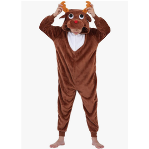 Halloween Christmas Unisex Kids Flannel Cosplay Onesie Costume Outfit Suit for Girls and Boys, Brown, Size 12