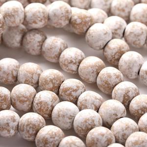 4 Pcs 36 ft Boho Christmas Wood Bead Garland Natural Vintage Wooden Beads Rustic Decorative Holiday Christmas Tree Garland Country Farmhouse Decor for Home Indoor Use(White)