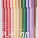 Kaco PURE Gel Pens 20 Color Ink Assorted 0.7 mm, Medium Point, Aesthetic Cute Stationery Pens for Journaling Pens (20 Assorted Ink - Version1)